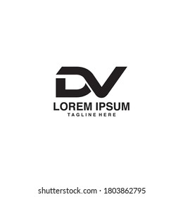 initial letter dv linked circle lowercase monogram logo black
