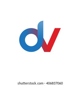 initial letter dv linked circle lowercase logo blue red