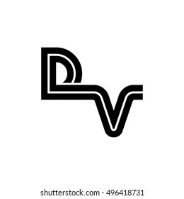 Initial Letter DV Linked Design Logo Black