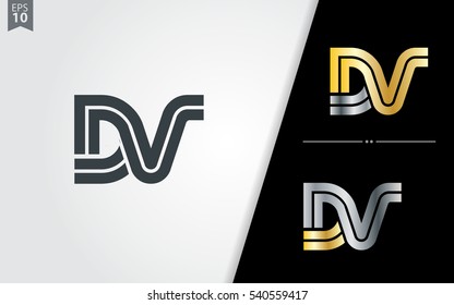 Initial Letter DV Linked Design Logo
