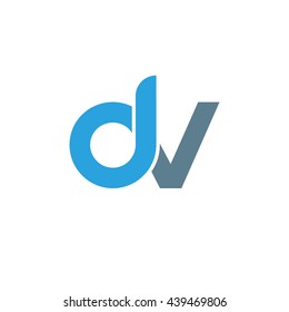 initial letter dv linked round lowercase logo blue
