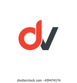 initial letter dv linked round lowercase logo red