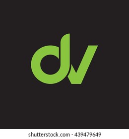 initial letter dv linked round lowercase logo green
