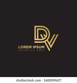 Initial Letter DV linked uppercase overlap modern gold logo vector design template. Suitable for business, consulting group company.
