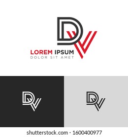 Initial Letter DV linked uppercase overlap modern logo design template. Suitable for business, consulting group company