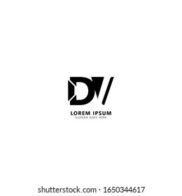 Initial Letter DV Logo Design Template Elements Isolated on White Background. Letter V Negative Space. Suitable for business, consulting group company.