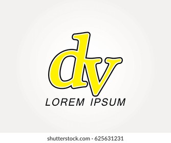Initial letter dv logo. Monogram lowercase italic