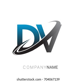 initial letter DV logotype company name colored blue and grey swoosh design. logo design for business and company identity.