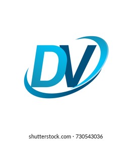 initial letter DV logotype company name colored blue swoosh design concept. vector logo for business and company identity.