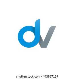 initial letter dv modern linked circle round lowercase logo blue gray