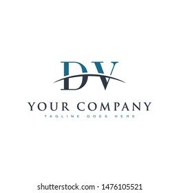 Initial letter DV, overlapping movement swoosh horizon logo company design inspiration in blue and gray color vector