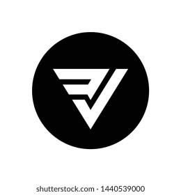 Initial letter DV triangle logo icon, black and white color design for brand - Vector