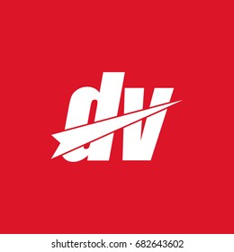 initial letter dv white logo in red background