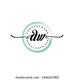 Initial letter DW beautiful handwriting logo vector template