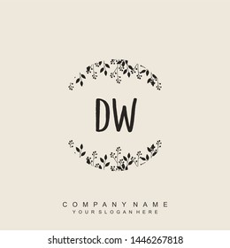 Initial letter DW beautiful handwriting logo vector template