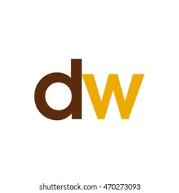 Initial letter DW brown yellow color logo