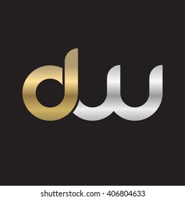 initial letter dw linked circle lowercase logo gold silver black background