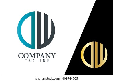 Initial Letter DW With Linked Circle Logo