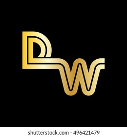 Initial Letter DW Linked Design Logo Gold