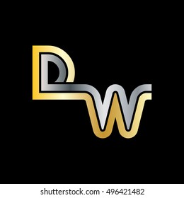 Initial Letter DW Linked Design Logo Gold SIlver