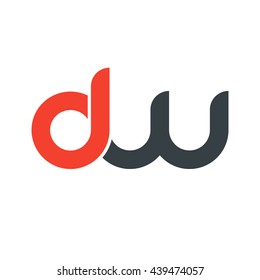 initial letter dw linked round lowercase logo red
