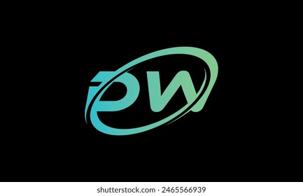 Initial Letter DW Logo. Creative And Modern DW logo Design on black background.