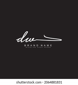 Initial Letter DW Logo -Hand Drawn Signature Logo