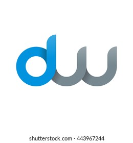 initial letter dw modern linked circle round lowercase logo blue gray