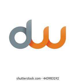 initial letter dw modern linked circle round lowercase logo orange gray