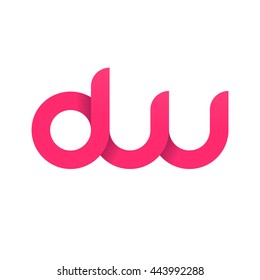 initial letter dw modern linked circle round lowercase logo pink