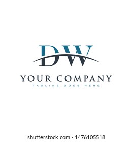 Initial letter DW, overlapping movement swoosh horizon logo company design inspiration in blue and gray color vector