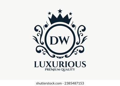 Initial  Letter DW Royal Luxury Logo template in vector art for luxurious branding  vector illustration.
