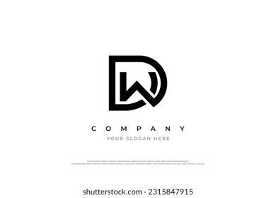 Initial Letter DW or WD Logo Design Vector