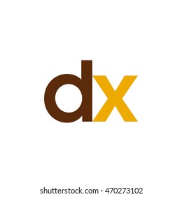 Initial letter DX brown yellow color logo