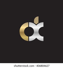 initial letter dx linked circle lowercase logo gold silver black background