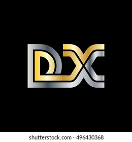 Initial Letter DX Linked Design Logo Silver Gold