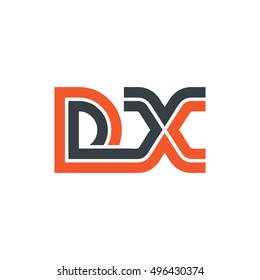 Initial Letter DX Linked Design Logo Orange Black