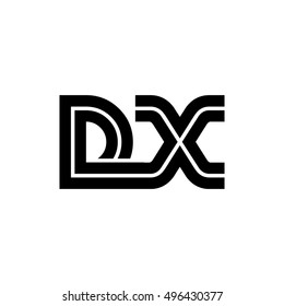 Initial Letter DX Linked Design Logo Black