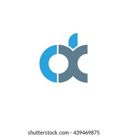 initial letter dx linked round lowercase logo blue