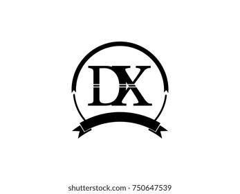 initial letter DX logo monogram retro black