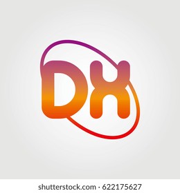 initial letter dx logo on white background