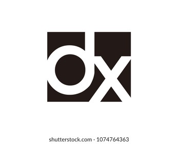 Initial letter dx lowercase logo black and white