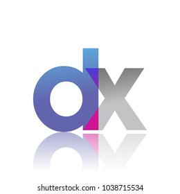 Initial Letter DX Lowercase overlap Logo Blue, pink and grey, Modern and Simple Logo Design.