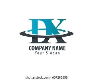 Initial Letter DX With Overlapping Swoosh Circle Logo