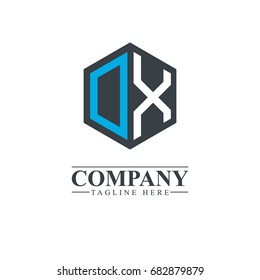Initial Letter DX OX Hexagonal Design Logo