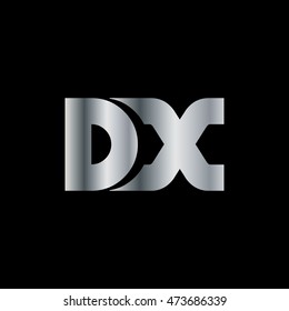 Initial Letter DX Rounded Logo Silver