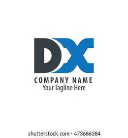 Initial Letter DX Rounded Logo Black Blue