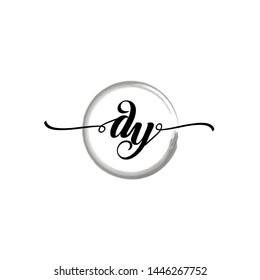 Initial letter DY beautiful handwriting logo vector template