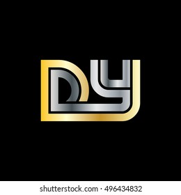 Initial Letter DY Linked Logo Gold SIlver