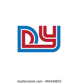 Initial Letter DY Linked Logo Blue Red